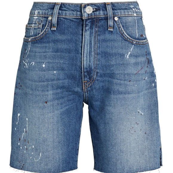 NEW Hudson Jeans Hana Denim Biker Shorts Distressed Medium Wash Womens Size‎ 24 - Picture 3 of 5